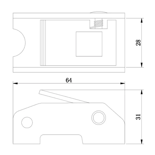 Technical drawing of a 1'' 680kg Cam Buckle with dimension annotations.