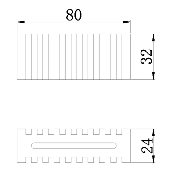 Technical drawing of a Rubber or Plastic tire protector component with dimensions: 80mm in width, 32mm and 24mm in height.