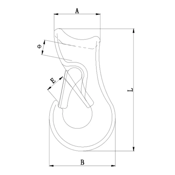 Technical drawing of a G80 Sliding Eye Choke Hook with labeled dimensions.