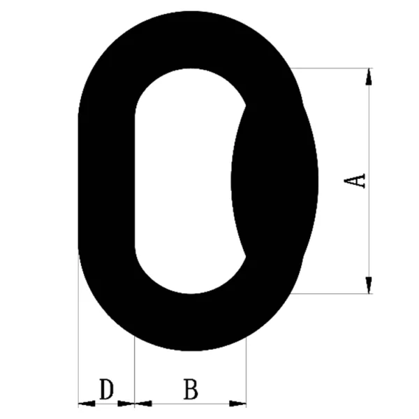 Sentence with product name: Black letter "b" showing dimensions labeled G80 A343 Master Link.