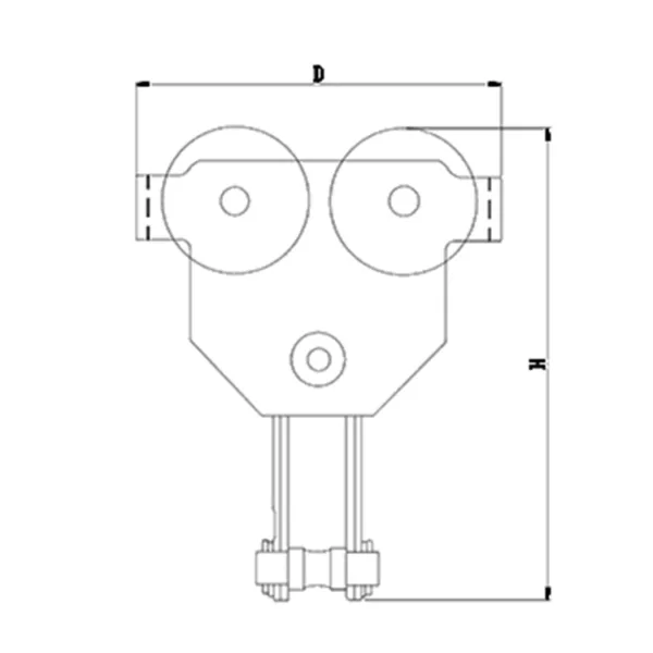 Technical drawing of an electrical outlet with dimension annotations, including a Trolley Clamp T Type detail.