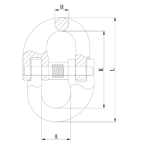 Technical drawing of a G100 Connecting Link European Type with dimension labels.