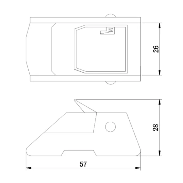 Technical drawing of an object with dimensions given in millimeters and a 1'' 800kg Cam Buckle.