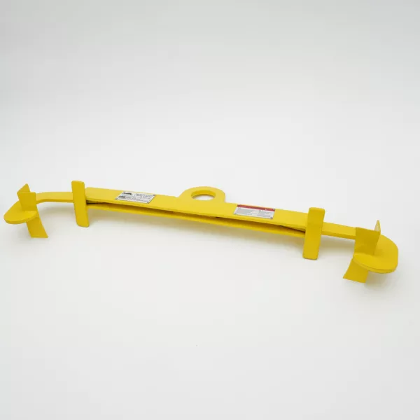 Yellow Drum Lifting Clamp CLR Type immobilization device on a white background.