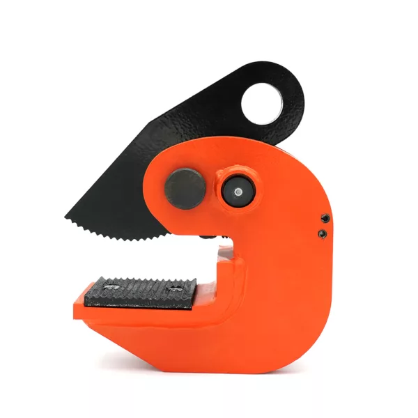 An orange and black tape dispenser designed to resemble a bird with a serrated beak, including a Horizontal Plate Lifting Clamp ZHHC-A Type feature.