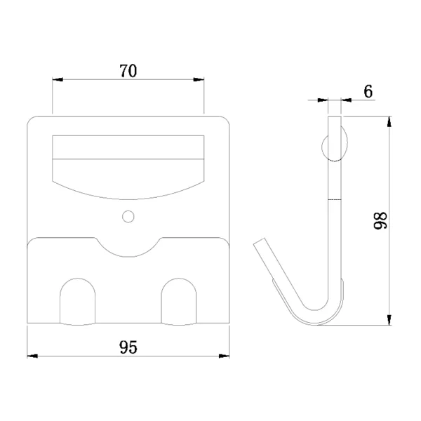 Technical drawing of a 4'' 7.35T Flat Hook with dimensions in millimeters.