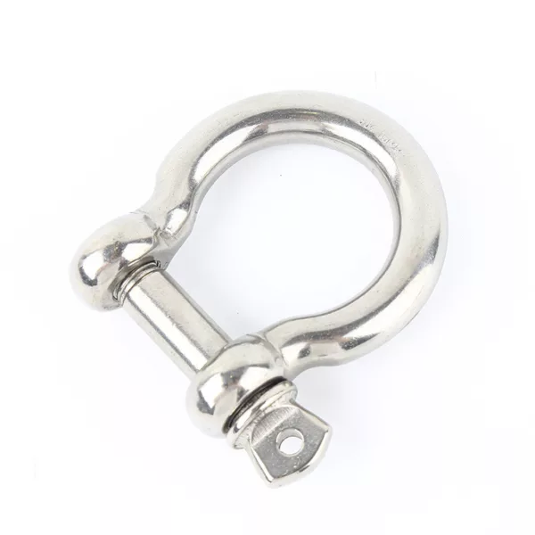 Stainless Steel Bow Shackle AIS1304 or 316 with a screw pin on a white background.