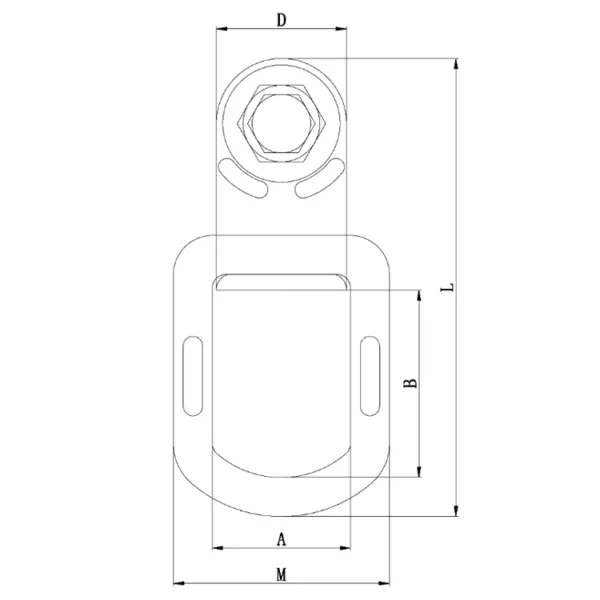 Technical drawing of a G80 Pivoting Lifting Screw with labeled dimensions a, b, d, l, and m.