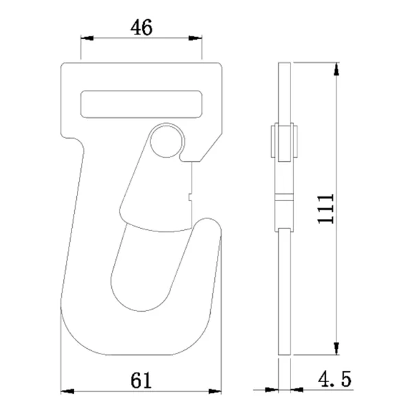 Technical drawing of a trigger spray bottle with dimension annotations in millimeters and a 1.5'' 2.2T Flat Snap Hook.