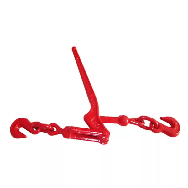 Red Lever Chain Binder with Grab Hook tool isolated on white background.