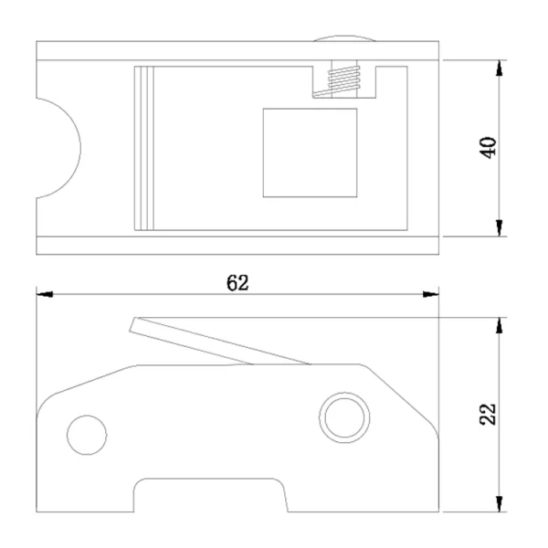 Technical drawing of a 1.5'' Cam Buckle with dimension annotations.