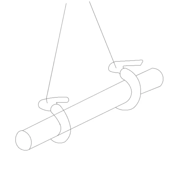 Line drawing of a suspended horizontal pipe, possibly representing a gymnastics apparatus or a Pipe Lifting Clamp ZHHC-RS Type.