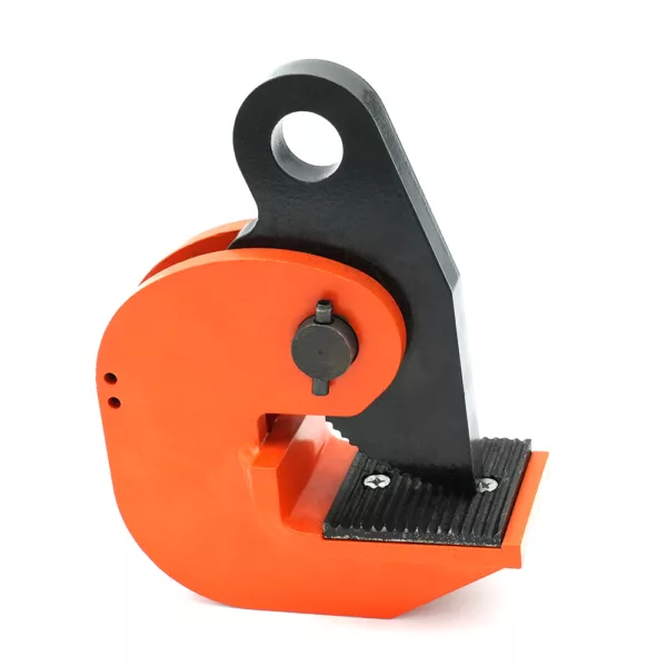 Orange and black tape dispenser isolated on a white background with a Horizontal Plate Lifting Clamp ZHHC-A Type.