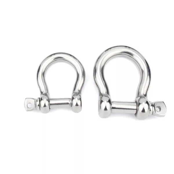 Two Stainless Steel Bow Shackle AIS1304 or 316 on a white background.