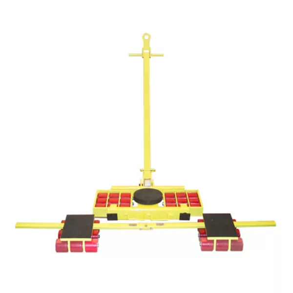 A yellow and red Heavy-duty Machine Moving Skate on a white background.