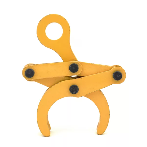 Yellow Steel Pipe Clamp on a white background.