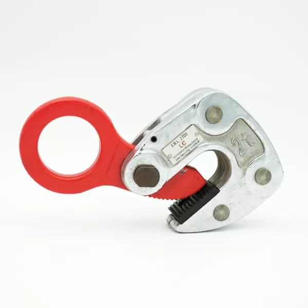 Self-locking carabiner with red gate handle and Heavy-Duty Vertical Lifting Clamp 3 Ton.