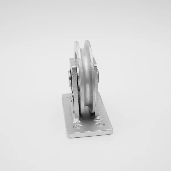 Metal Pulley Block with a mounting bracket on a white background.