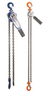 Two safety lanyards with hooks and retractable mechanisms for personal fall protection equipment.