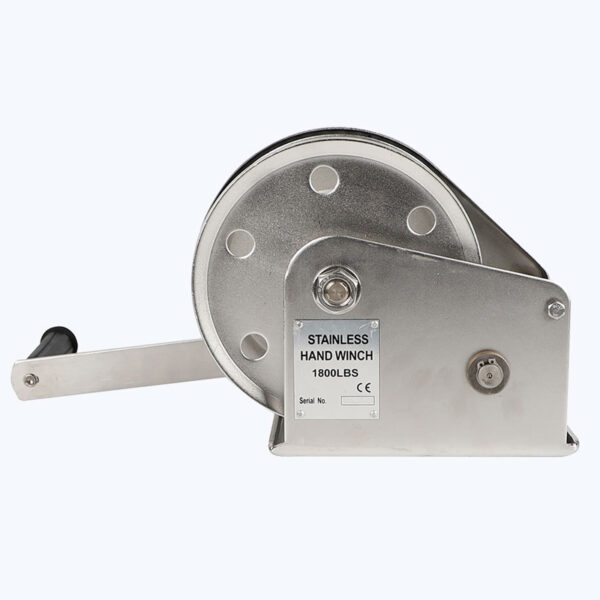 The Stainless Steel Hand Winch, made from premium stainless steel, proudly supports 1800 lbs.