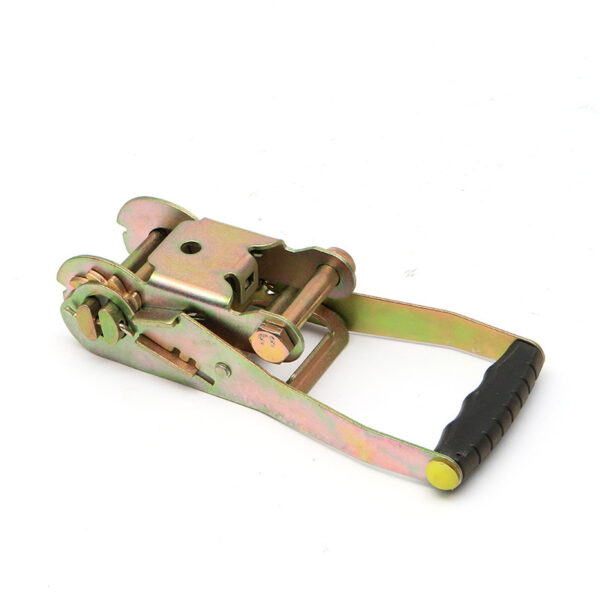 The 1.5" Plastic Handle Ratchet Buckle, 3T, features a durable design for efficient cargo securing.