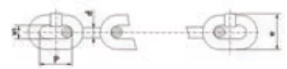 Schematic of a mechanical coupling system with two shafts and a connecting element.