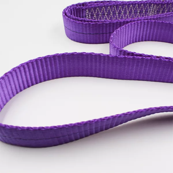 A purple 1T One Way Endless Webbing Sling curled against a white background.