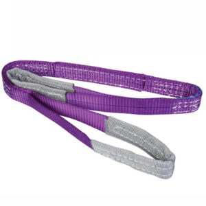 1 Ton Lifting Strap with purple-gray synthetic webbing and reinforced loops at both ends.