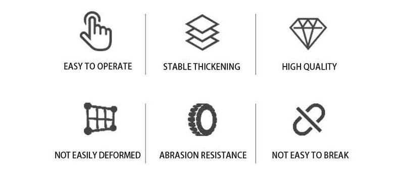 Icons like "Easy to Operate," "Stable Thickening," and "Electric Lifting Hoist" highlight the product's quality, stability, and durability.