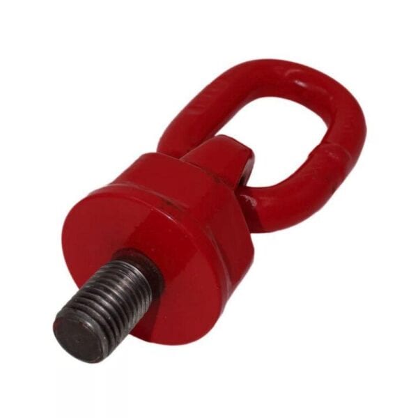 Red G80 Swivel Hoist Ring with threaded bolt.