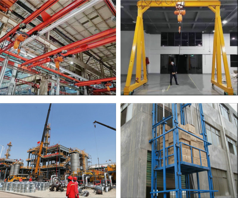 Equipment like cranes and lifts move items in factories. The Electric Chain Pulley Block enhances efficiency, aiding precision with heavy loads.