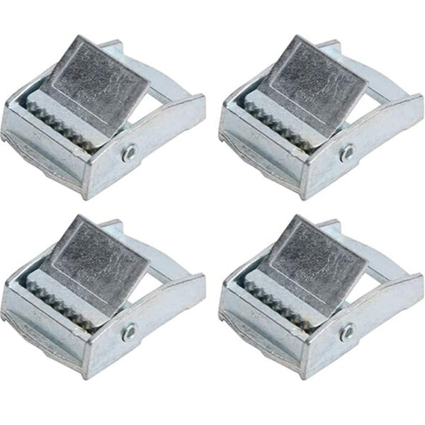 Four metal spring clamps with Aluminum Cam Buckles are arranged in a 2x2 grid.