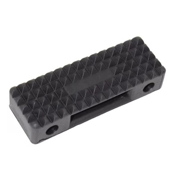 Black rectangular rubber Car Tyre Protector with textured surface, like a durable rubber foot pedal, and two mounting holes.