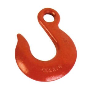 Meet the Eye Chain Slip Hook: a red metal hook with a rounded body and an eye top for secure, versatile attachment.