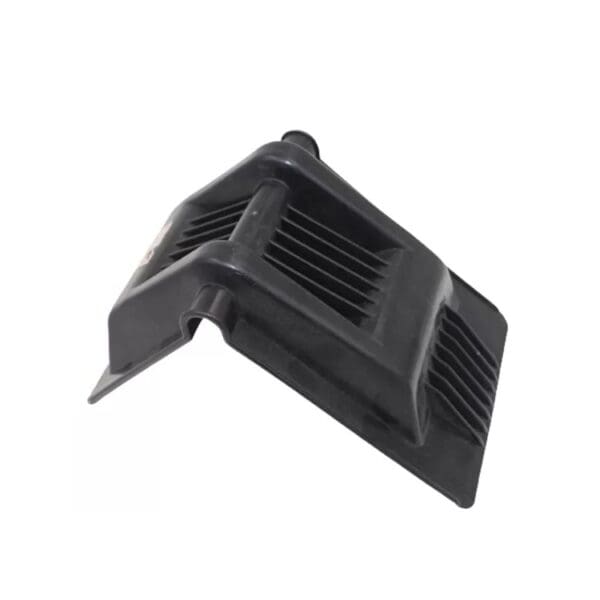 Heavy Duty Plastic Corner Protectors are black, angular vented car mudguards that double as ratchet strap protectors.