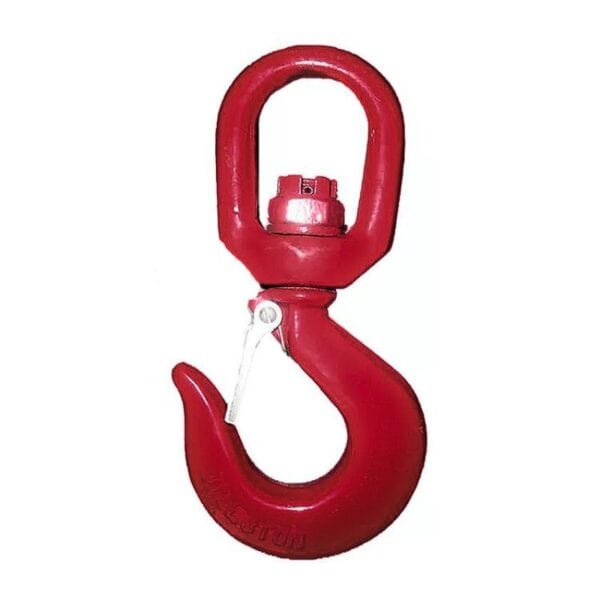 The red Swivel Safety Hook features a heavy-duty build and integrated safety latch.