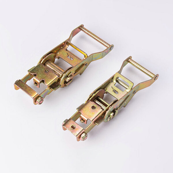 Two ratchet strap buckles are shown side by side on a white background.