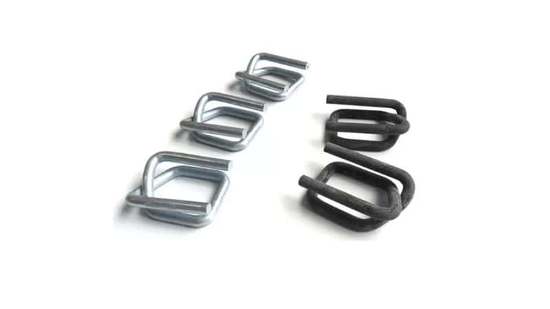 Three silver and two black metal buckles are shown on a white background.