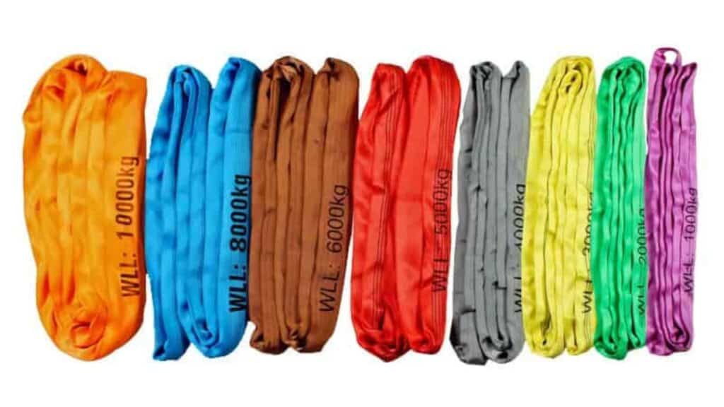 a stack of endless round slings