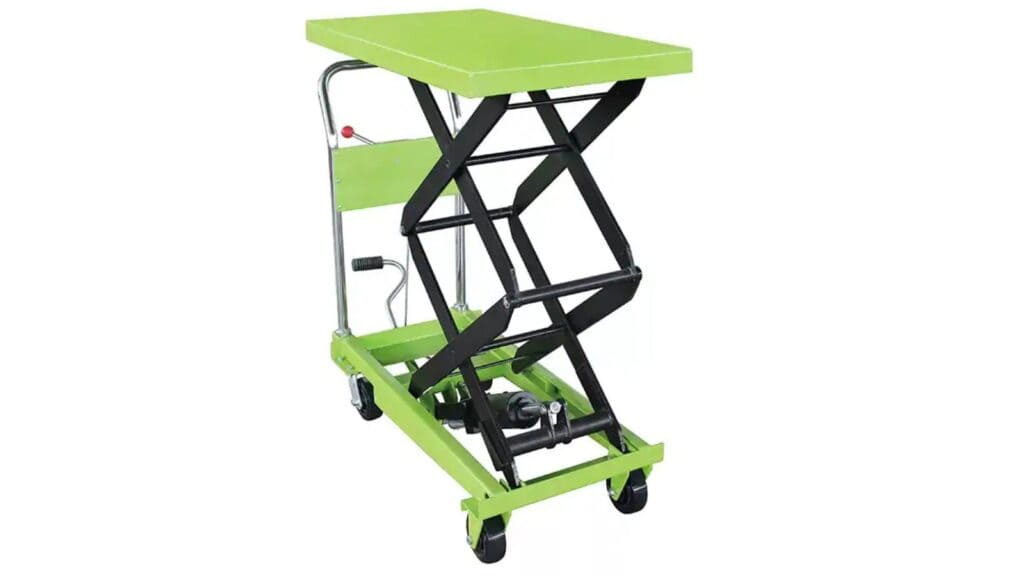 a scissor lifting pallet truck