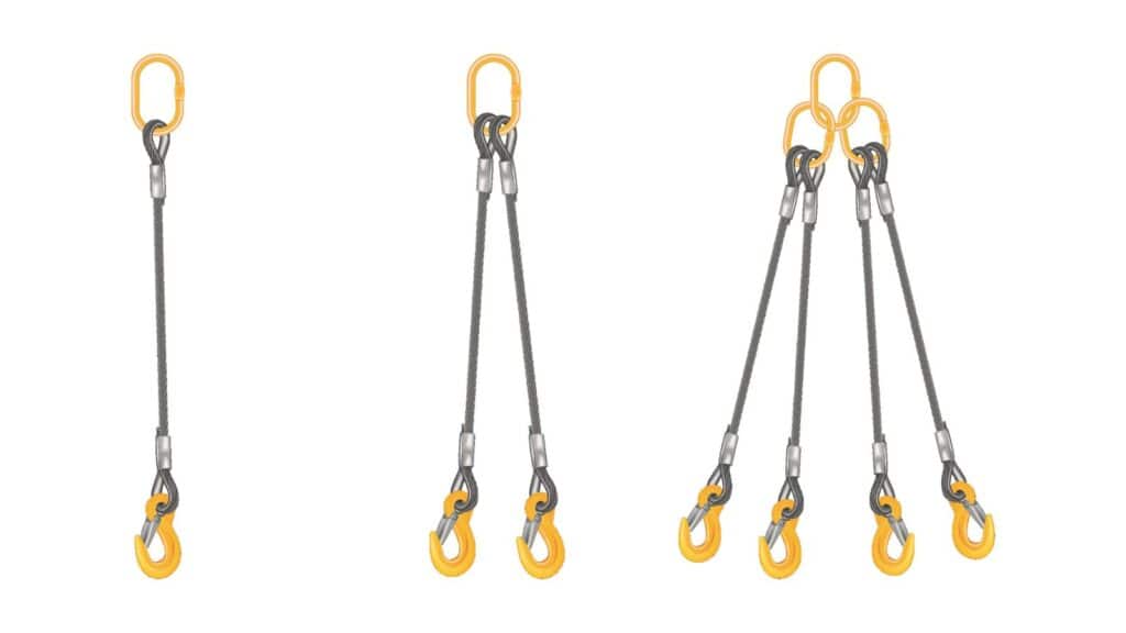 a set of wire rope slings with multiple legs for bridle hitch